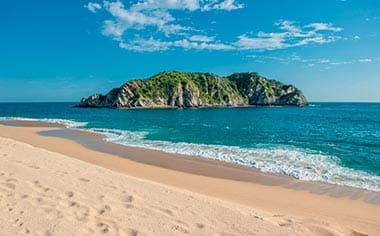 A view of the beach in Huatulco in Mexico